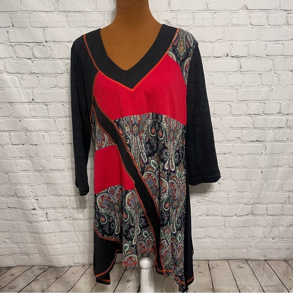 Boho Mixed Media Tunic Size XL - Picture 1 of 6